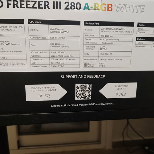 Arctic Liquid Freezer III 280 A-RGB White new