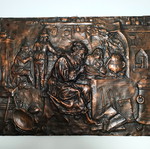 Copper plaque like new with alchemy workshop scene 61x45cm