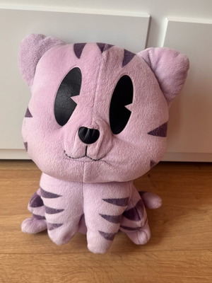 Whiskas plush cat 14 inch used, rare collectible purple toy