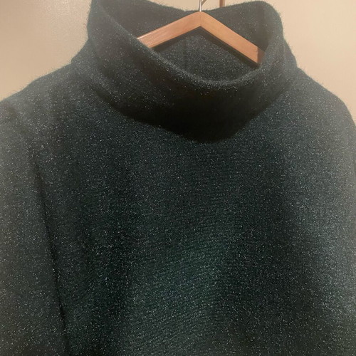 Ckontova crop knit lurex top new, dark green