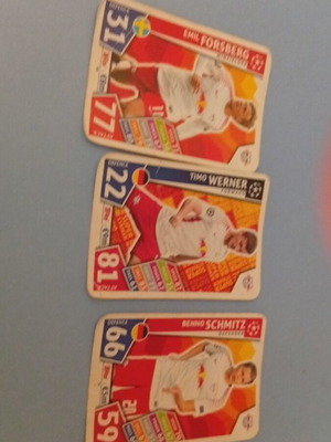 Leipzig football cards used, Forsberg Schmitz Werner
