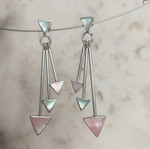 Vintage 925 Silver Earrings with Pink and Mint Pearl like new