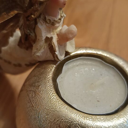 Angel Candle Holder in Gold Shades like new handmade