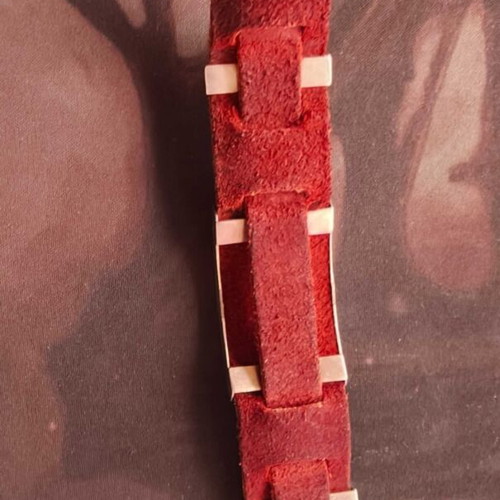 Leather silver bracelet with tie pin like new