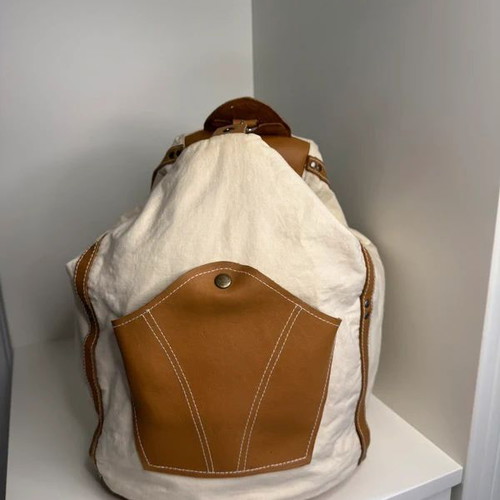 Shoulder backpack bag new, beige and brown