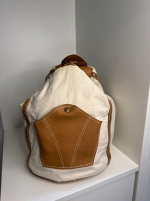 Shoulder backpack bag new, beige and brown