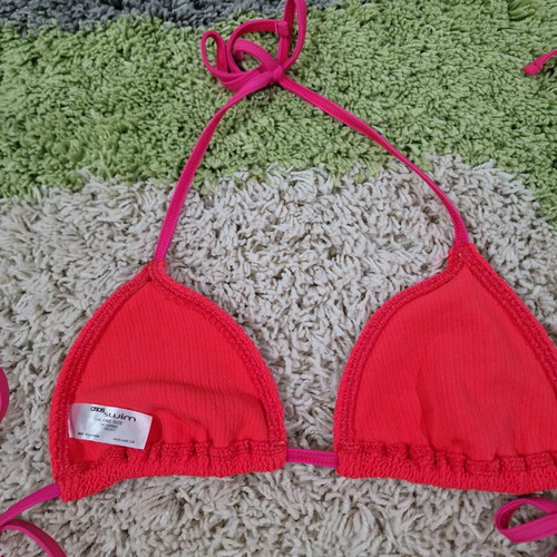Asos crinkle neon orange and pink swimsuit bikini one size like new