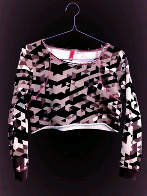 Cropped sweatshirt H&M refurbished, XS 34, gray and pink