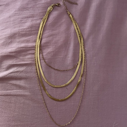 Necklace with four chains like new, stainless steel, gold tone