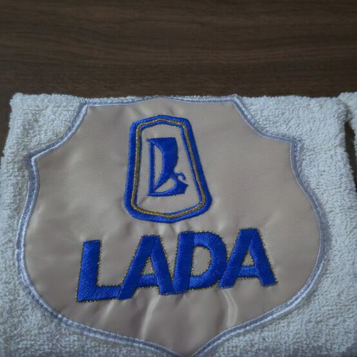 Towel set with embroidered LADA logo, like new, 2 pieces vintage