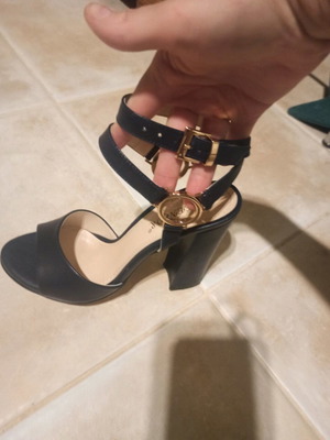 Platform sandals used, leather, size 37, blue