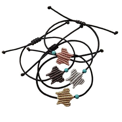 Star bracelet metallic handmade macrame with haolite bead and adjustable closure