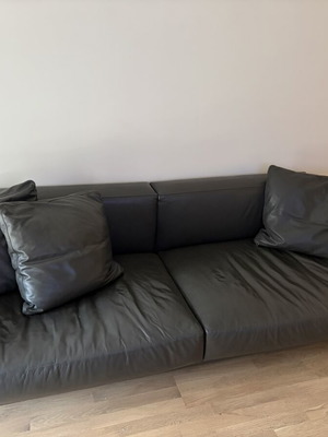 Papadatos leather three-seater sofa used, 260cm black