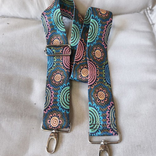 Bag strap multicolor, new, thick woven with adjustable clips