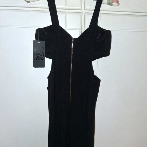 Black dress new, short with wide straps and side cutouts