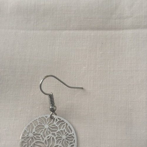 Silver earrings with floral design, like new
