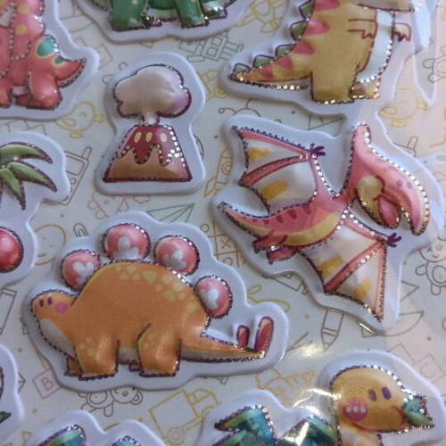 Pop-up dinosaur stickers new with metallic details
