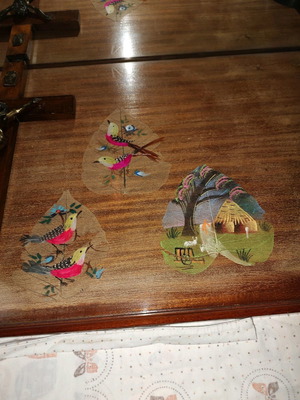Leaf paintings used, set of 3 with horsehair details