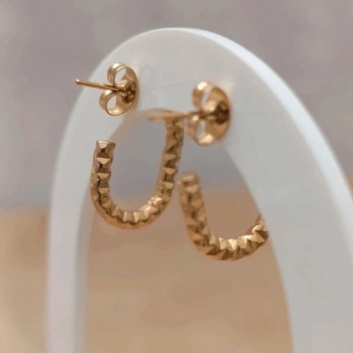 Steel Oval Gold Earrings new, stainless 2 cm