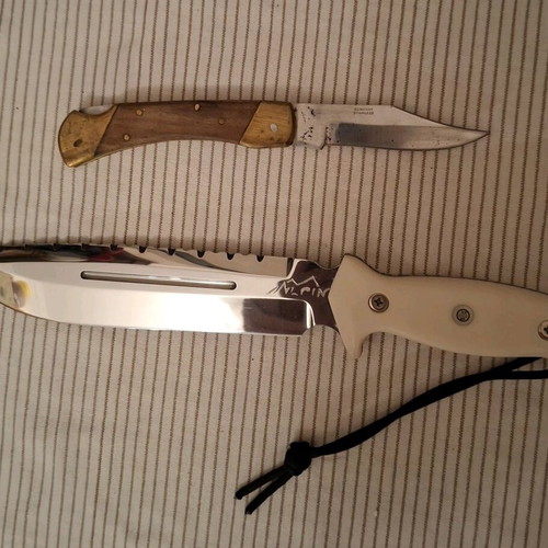Alpin survival knife modified new with leather sheath and set