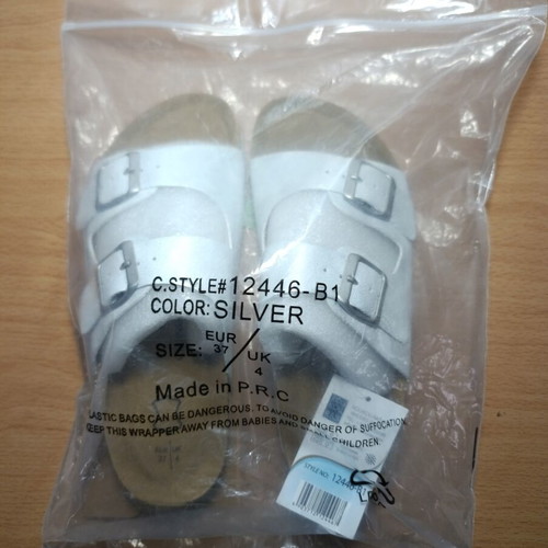 Ocean Addicts women's anatomical silver glitter sandals size 37