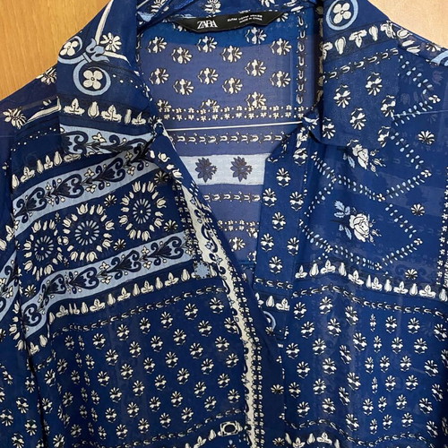 Zara Oversized women's shirt new, white and blue