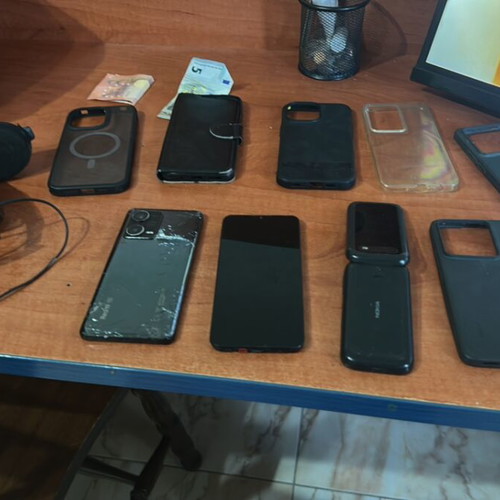 iPhone 14 Pro Max cases and accessories, 3 phones, 2 working, headphones