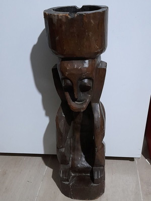 Wooden floor ashtray handmade used