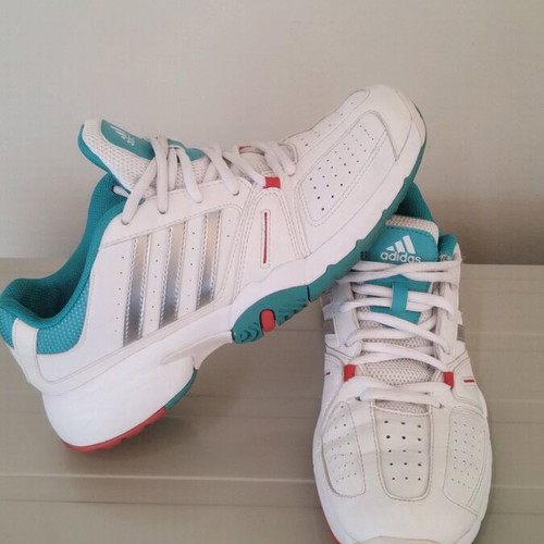 Adidas sneakers used, size 39, white with turquoise