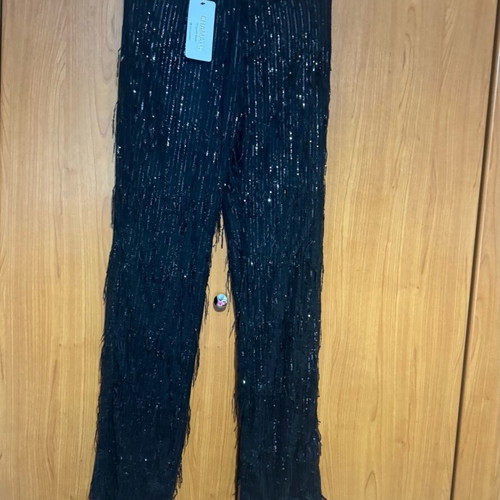 Sequin pants new, straight fit, size S, black