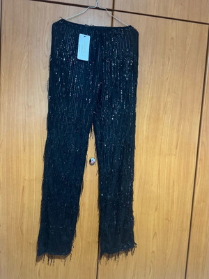 Sequin pants new, straight fit, size S, black