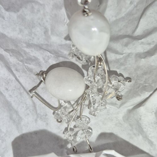 Silver 925 white earrings with crystals