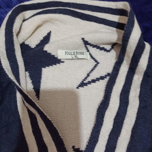 Sleeveless cardigan like new, dark blue and beige, L/XL