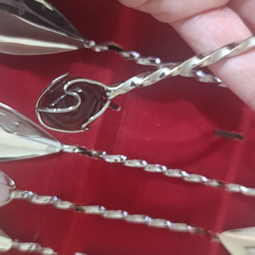 Vintage silver-plated teaspoons with semi-precious stones by Mondial Brazil, new