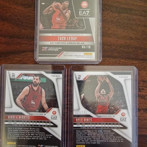 Numbered Euroleague Armani Milan collectible cards set of 3 new