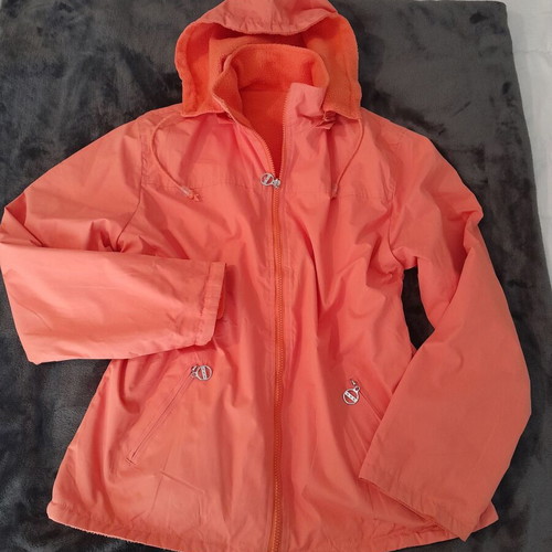 Spring fleece jacket L with removable hood like new, pale apricot