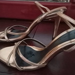 Zara evening sandals like new, gold, size 36, slim heel 9cm