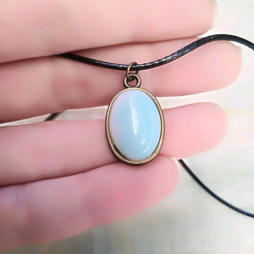 Handmade pendant with opalite and bronze cabochon new