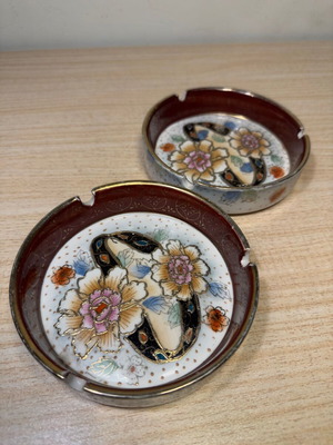 Satsuma ashtrays handmade used, Japanese style