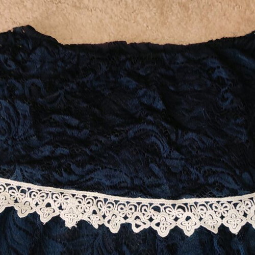 Maxi strapless navy blue dress with lace