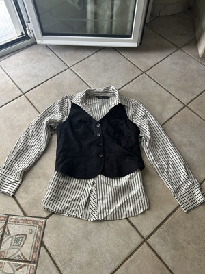 Zara blouse with black half coat, medium size