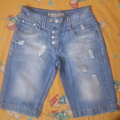 Sex & Jeans Men's Denim Bermuda Shorts Medium, Like New, Turquoise