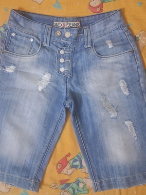 Sex & Jeans Men's Denim Bermuda Shorts Medium, Like New, Turquoise