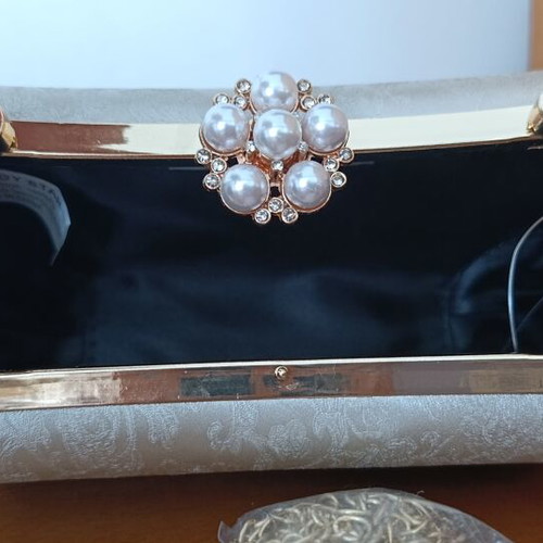 Evening bag Joy Star La Moda champagne gold floral embossed like new
