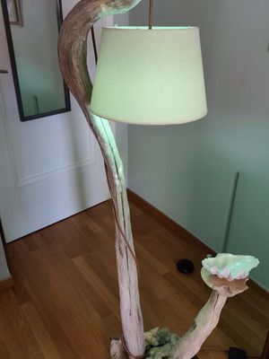 Handmade floor lamp from driftwood like new