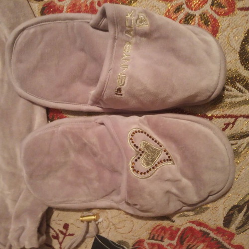 Branded velvet slippers new, gray, size 38