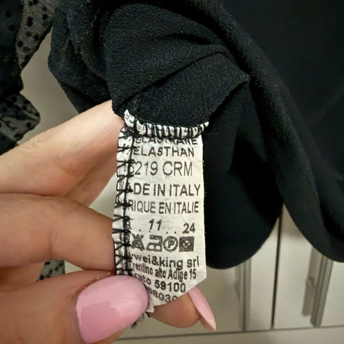 Black Top with Polka Dot Chiffon Sleeves like new