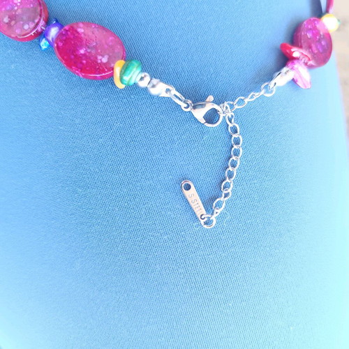 Handmade Mother of Pearl Necklace stainless steel, multicolor