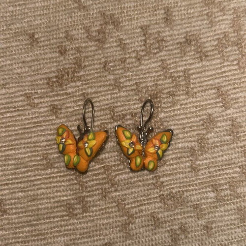 Earrings like new orange and silver