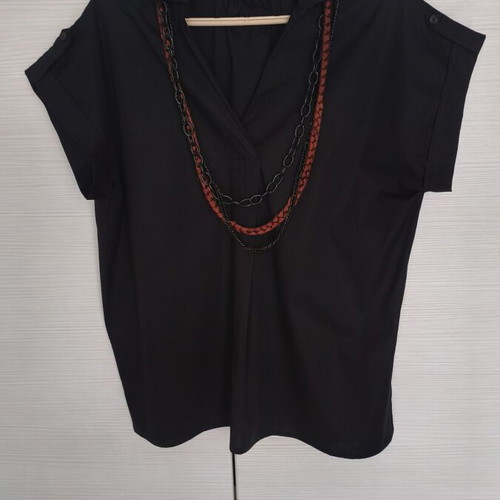 Black blouse one size like new with necklace gift